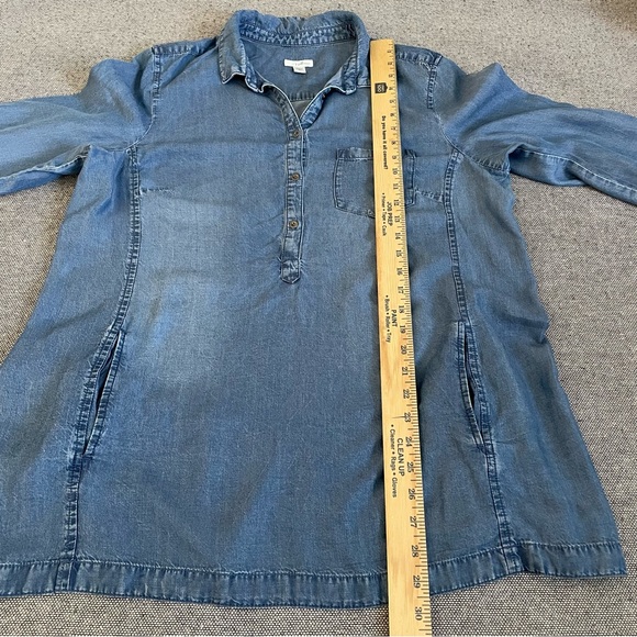 J. Jill Denim Half Button-Front Casual Shirt - Blue - Picture 7 of 10